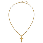 Gold-Tone Polished Cross Stainless Steel Cable Chain Necklace 3.6mm