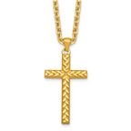Gold-Tone Polished Cross Stainless Steel Cable Chain Necklace 3.6mm