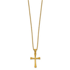 Gold-Tone Polished Cross Stainless Steel Cable Chain Necklace 24in
