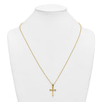 Gold-Tone Polished Cross Stainless Steel Cable Chain Necklace 24in