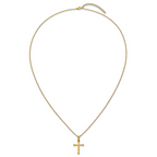 Gold-Tone Polished Cross Stainless Steel Cable Chain Necklace 24in