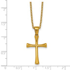 Gold-Tone Polished Cross Stainless Steel Cable Chain Necklace 24in