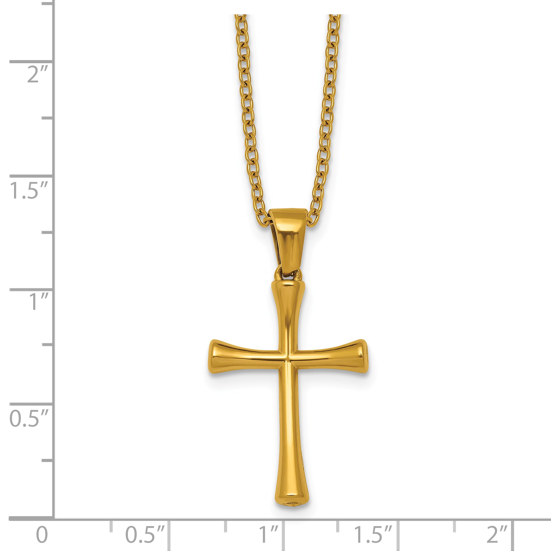 Gold-Tone Polished Cross Stainless Steel Cable Chain Necklace 24in