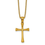 Gold-Tone Polished Cross Stainless Steel Cable Chain Necklace 24in