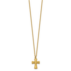 Gold-Tone Polished Cross Stainless Steel Cable Chain Necklace 20in