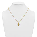 Gold-Tone Polished Cross Stainless Steel Cable Chain Necklace 20in
