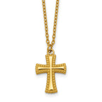 Gold-Tone Polished Cross Stainless Steel Cable Chain Necklace 20in