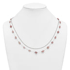 Polished Pink Other Quartz Stainless Steel Cable Chain Necklace