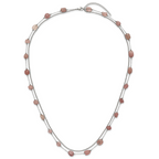 Polished Pink Other Quartz Stainless Steel Cable Chain Necklace