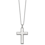 Polished Cross Stainless Steel Ball (Beaded) Chain Necklace