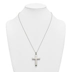 Polished Cross Stainless Steel Ball (Beaded) Chain Necklace