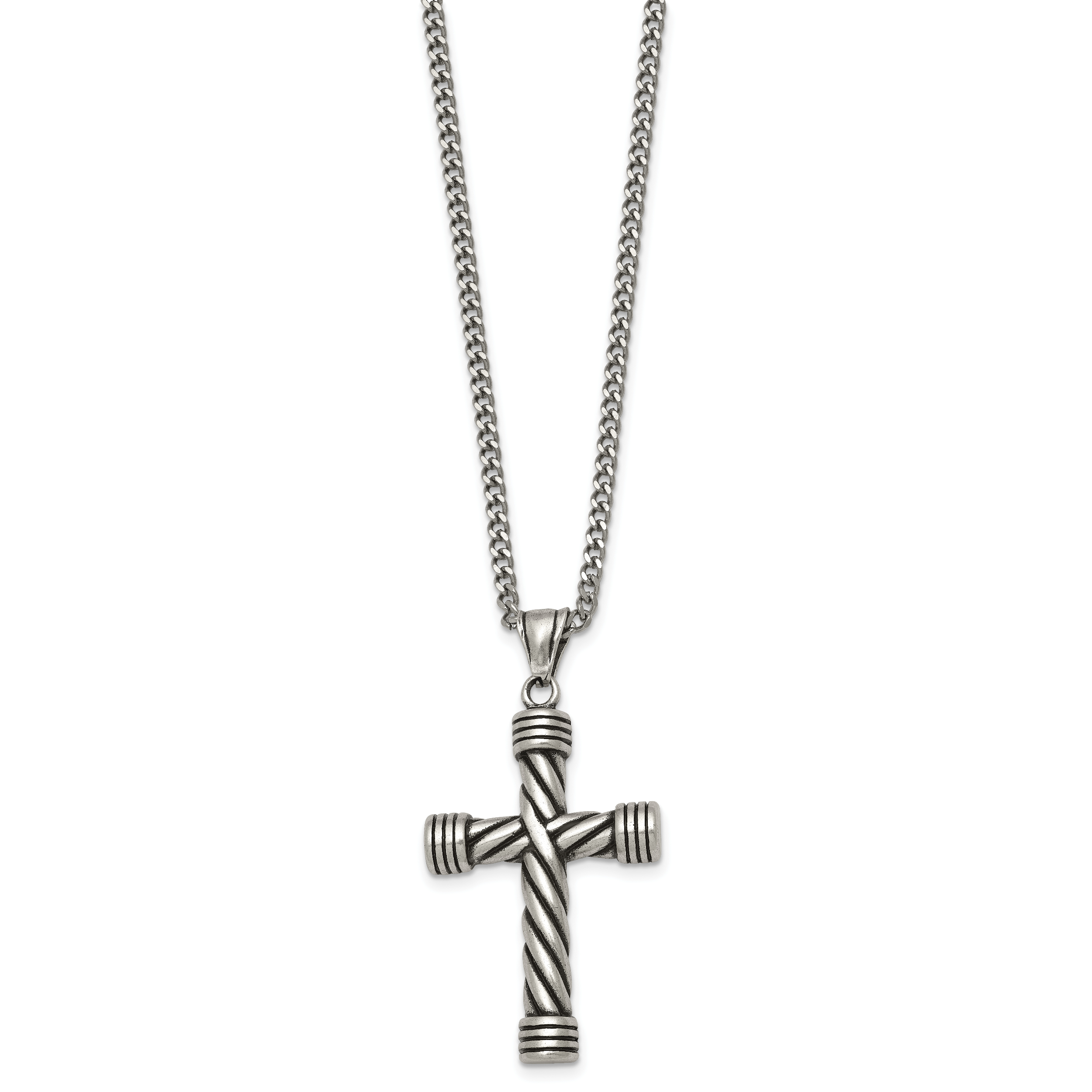 Antiqued Cross Stainless Steel Necklace Secondary image