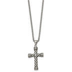 Antiqued Cross Stainless Steel Necklace