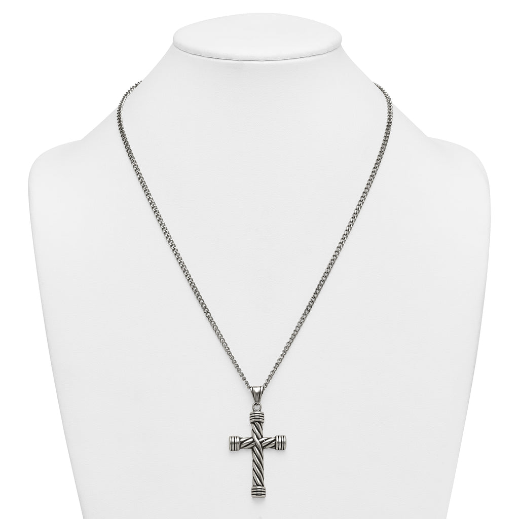 Antiqued Cross Stainless Steel Necklace