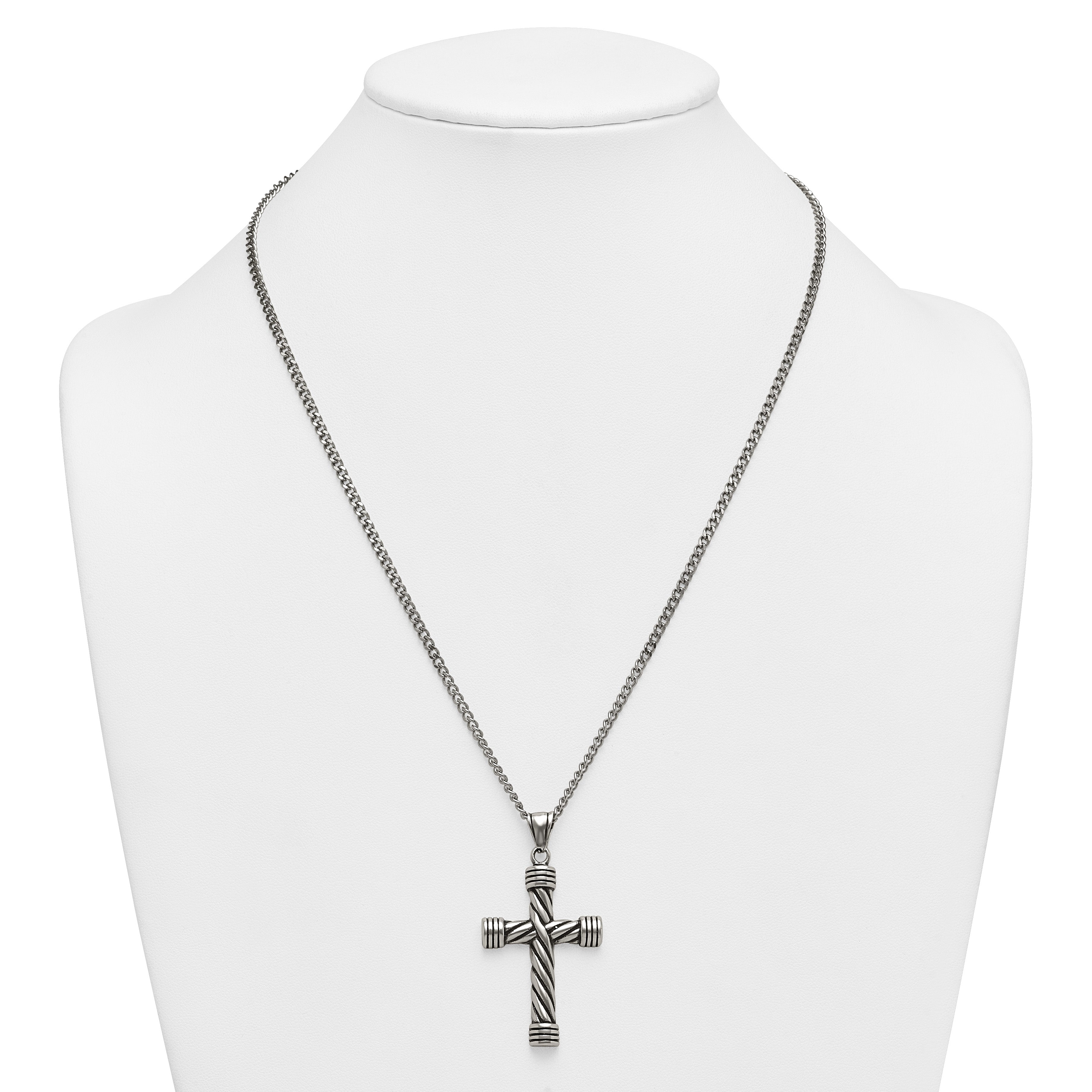 Antiqued Cross Stainless Steel Necklace