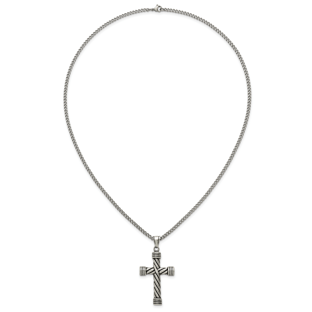 Antiqued Cross Stainless Steel Necklace