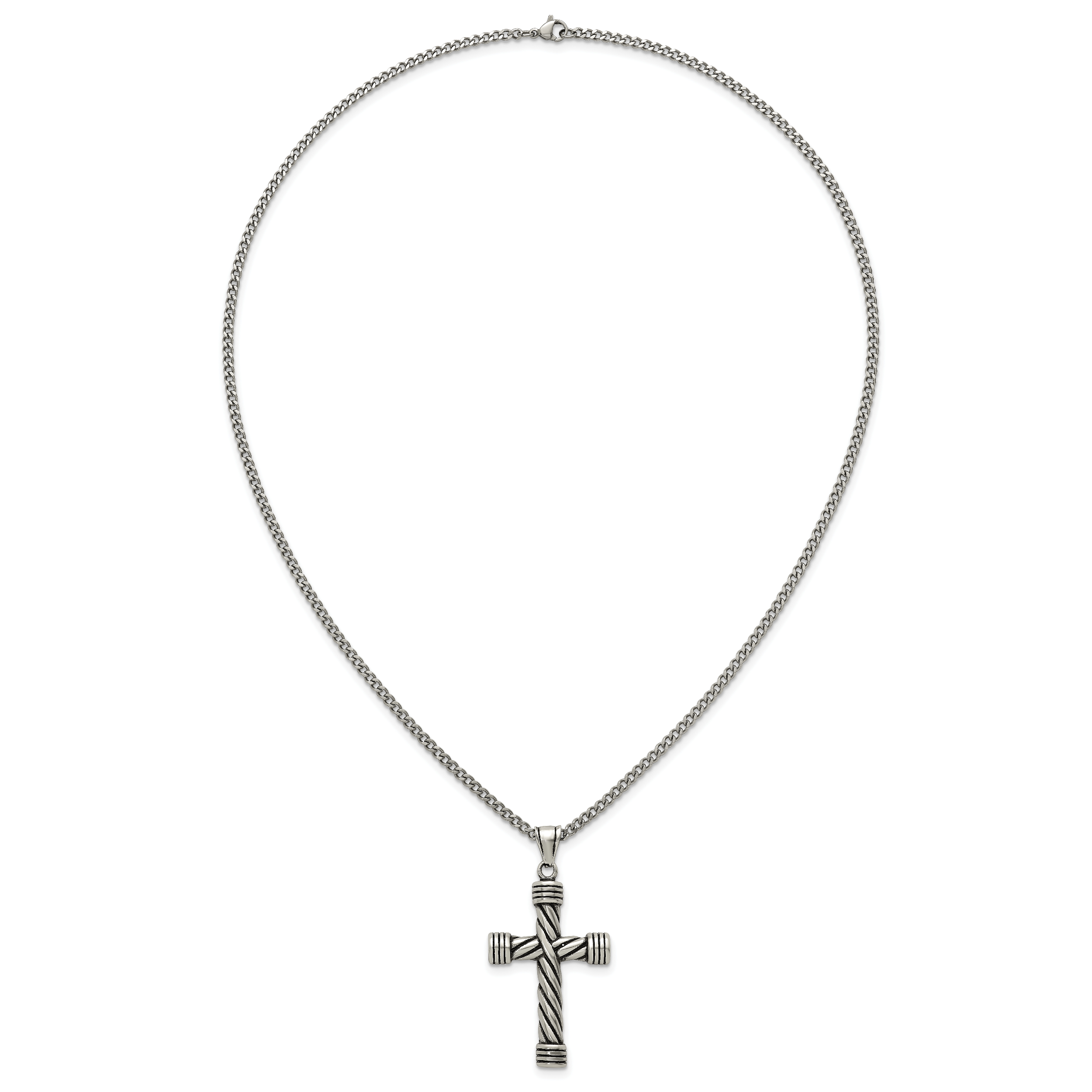 Antiqued Cross Stainless Steel Necklace