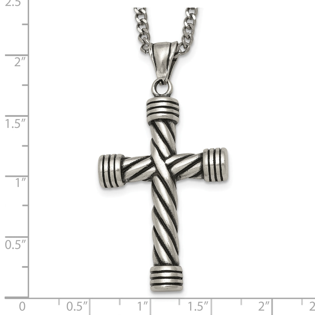 Antiqued Cross Stainless Steel Necklace