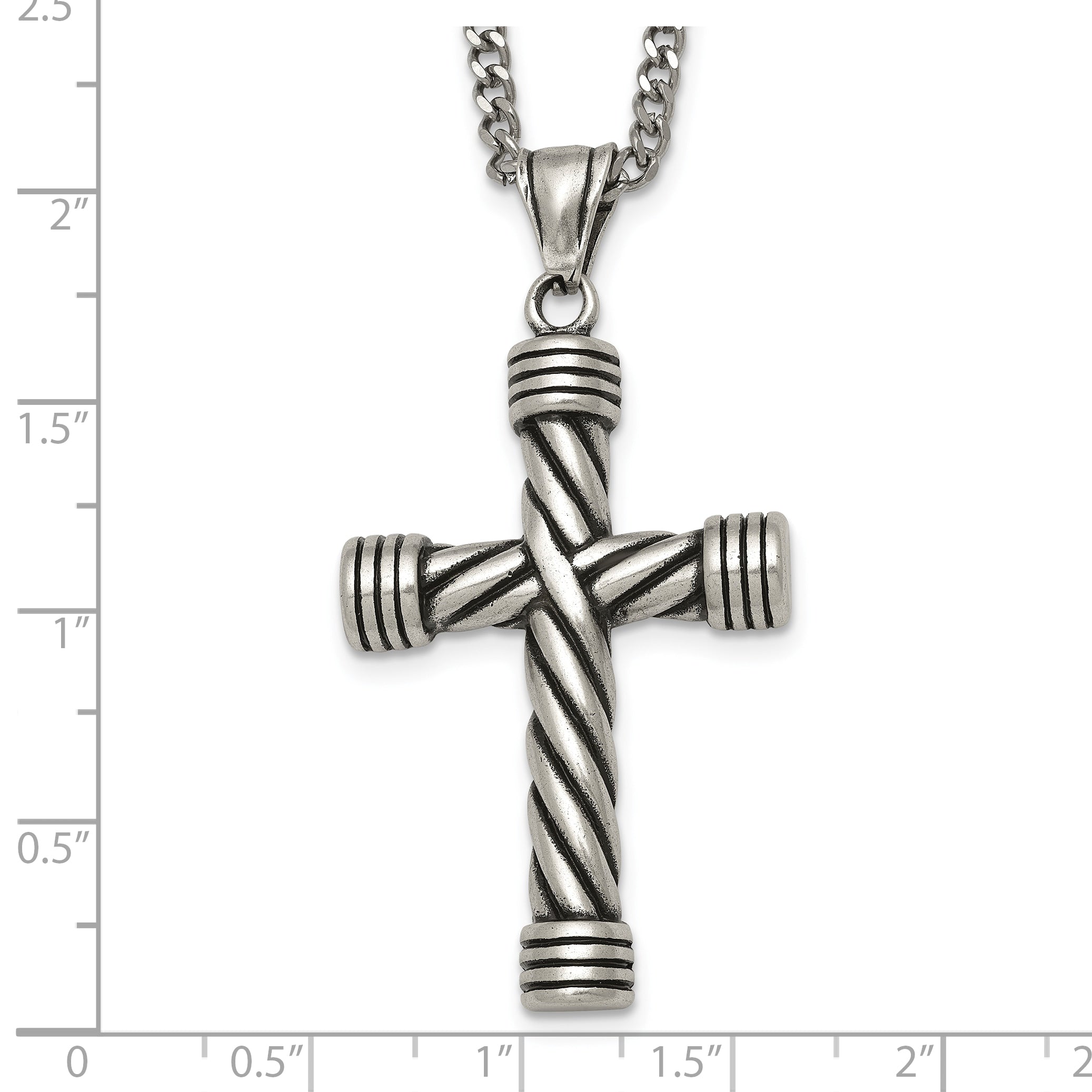 Antiqued Cross Stainless Steel Necklace