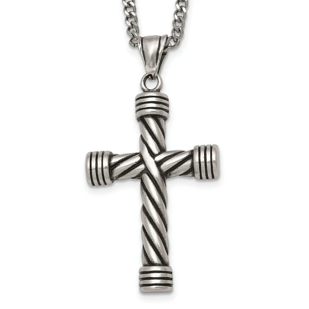 Antiqued Cross Stainless Steel Necklace