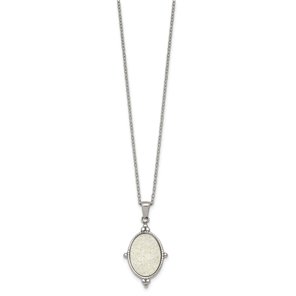 Polished Stainless Steel Necklace Oval