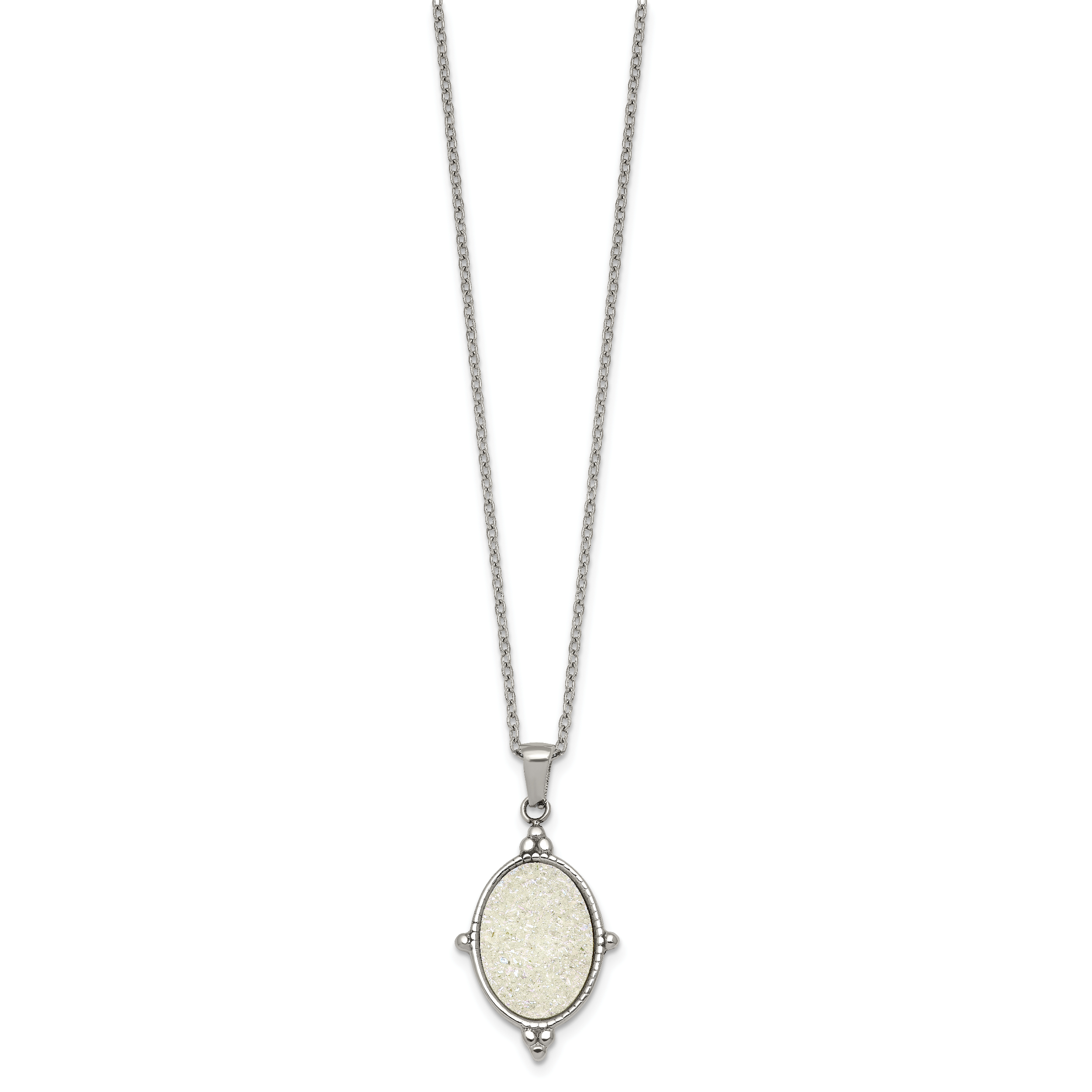 Polished Stainless Steel Necklace Oval