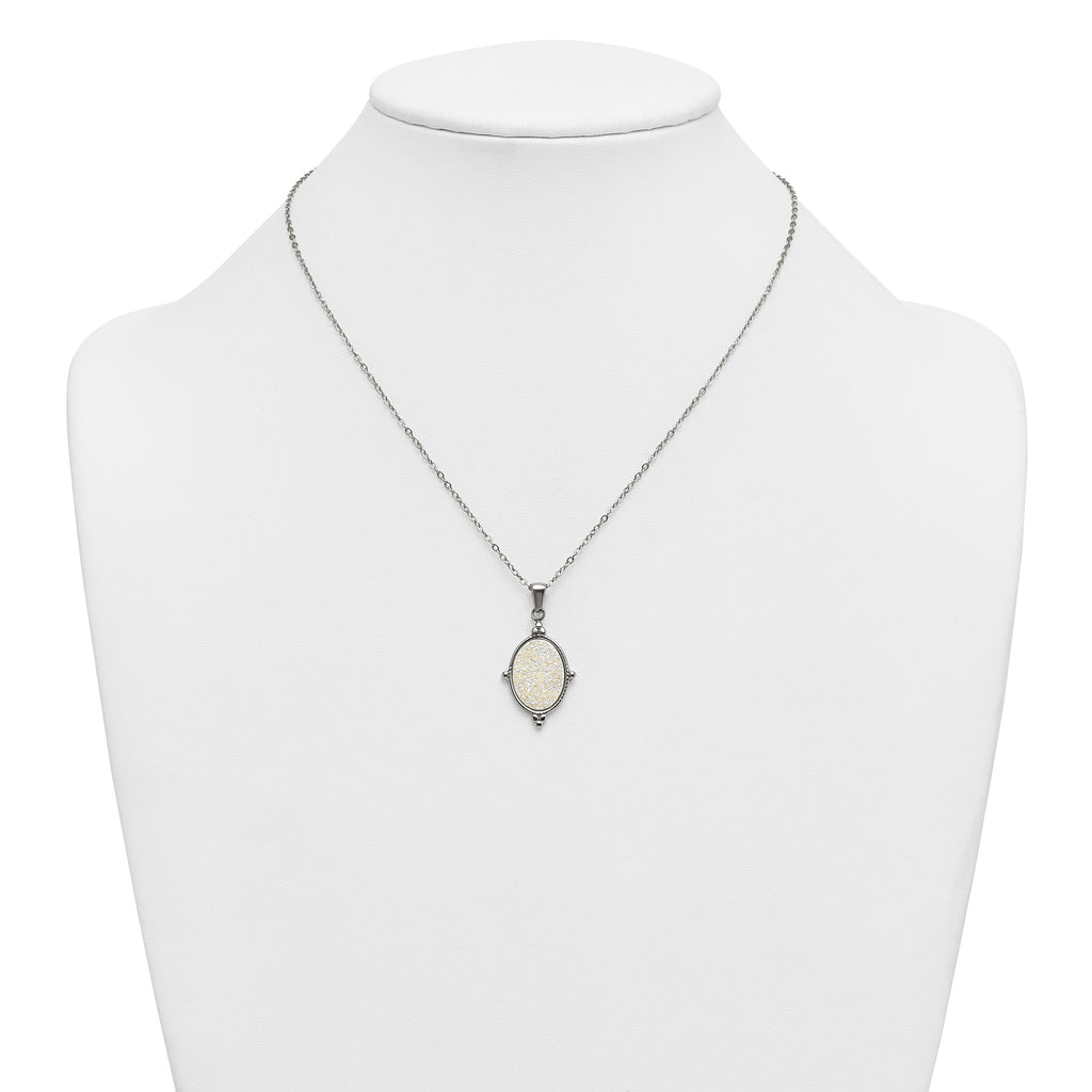 Polished Stainless Steel Necklace Oval