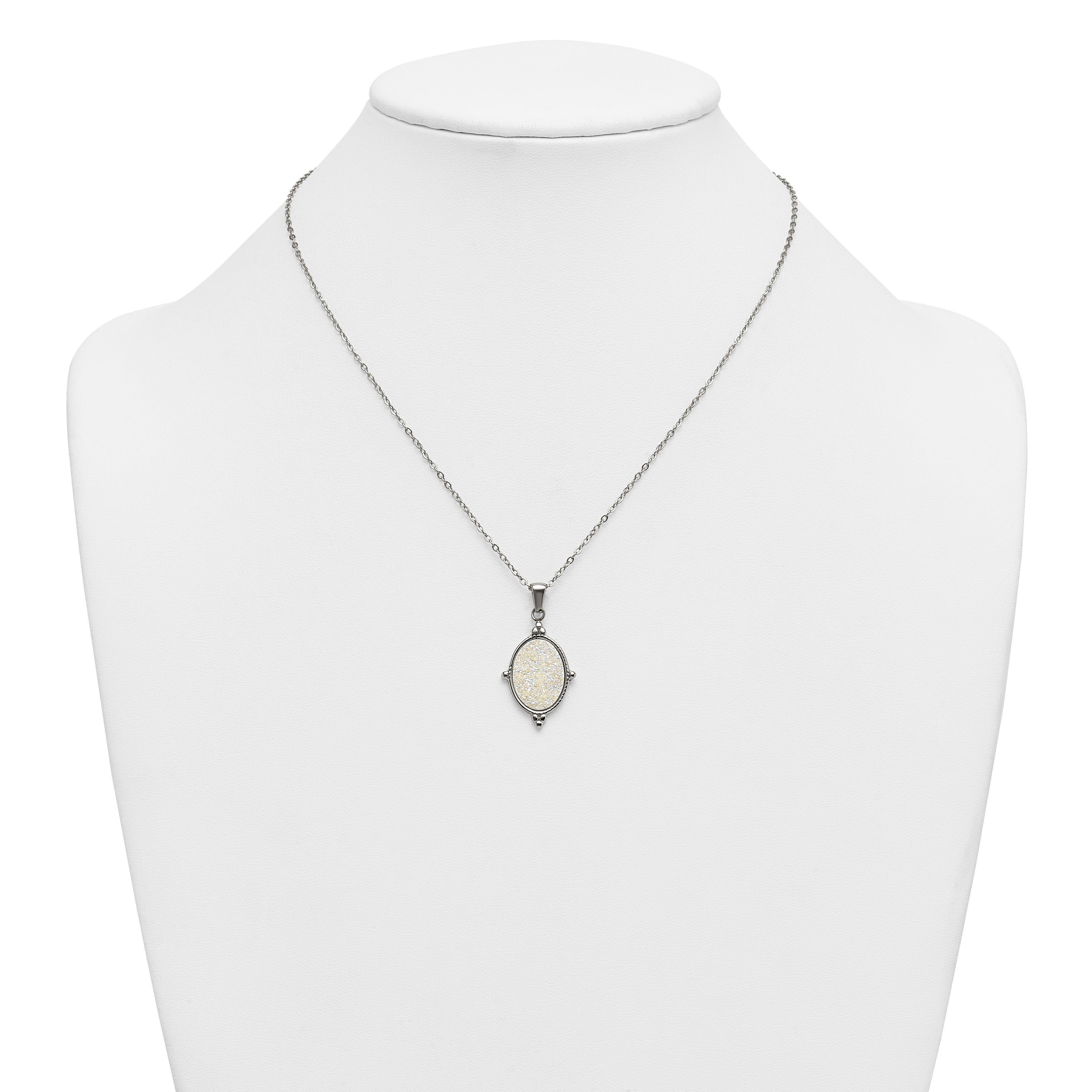 Polished Stainless Steel Necklace Oval