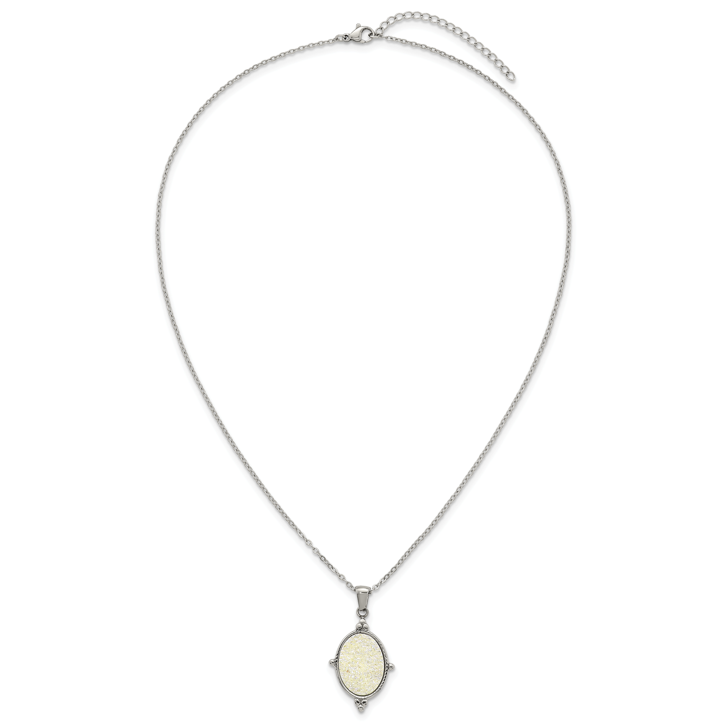 Polished Stainless Steel Necklace Oval