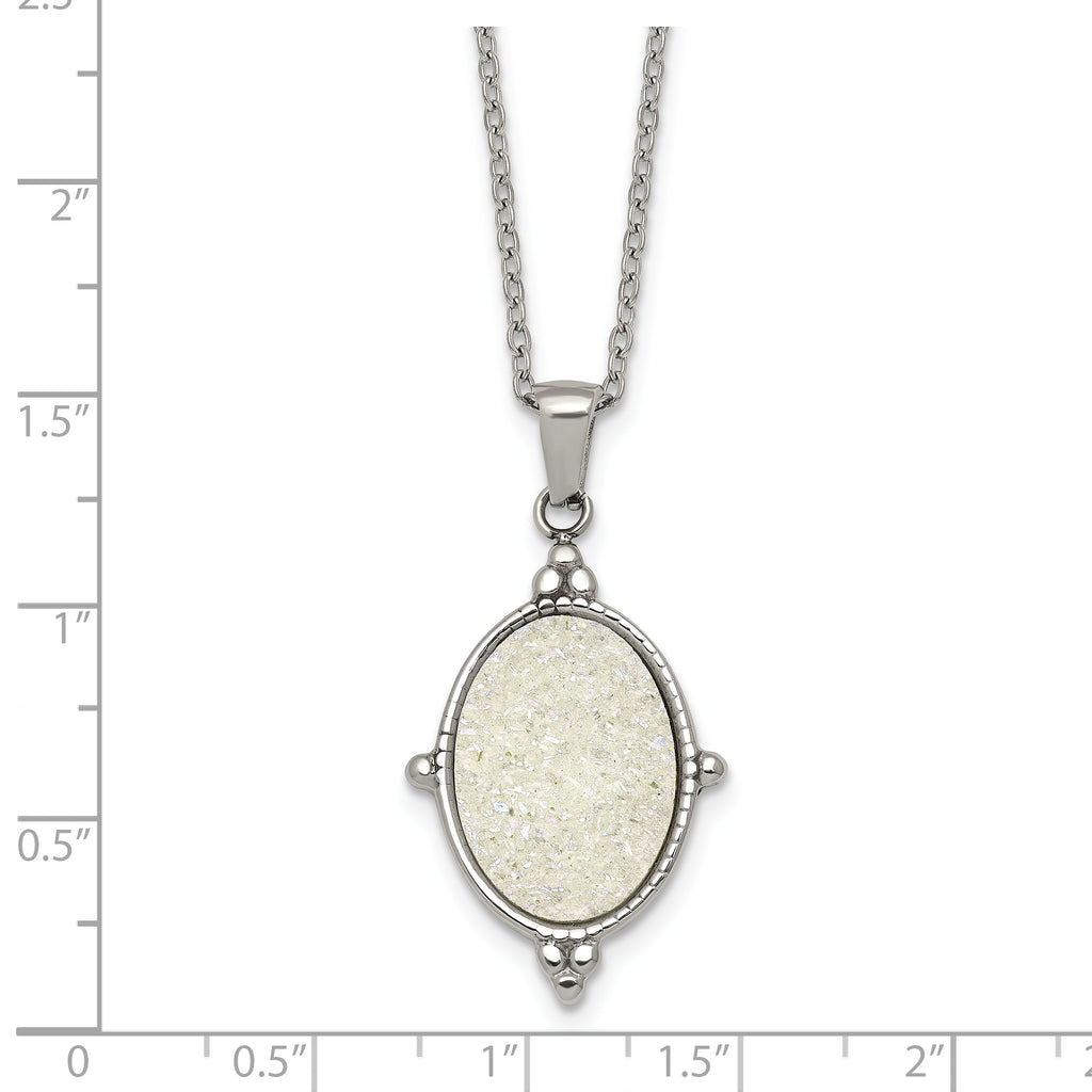 Polished Stainless Steel Necklace Oval
