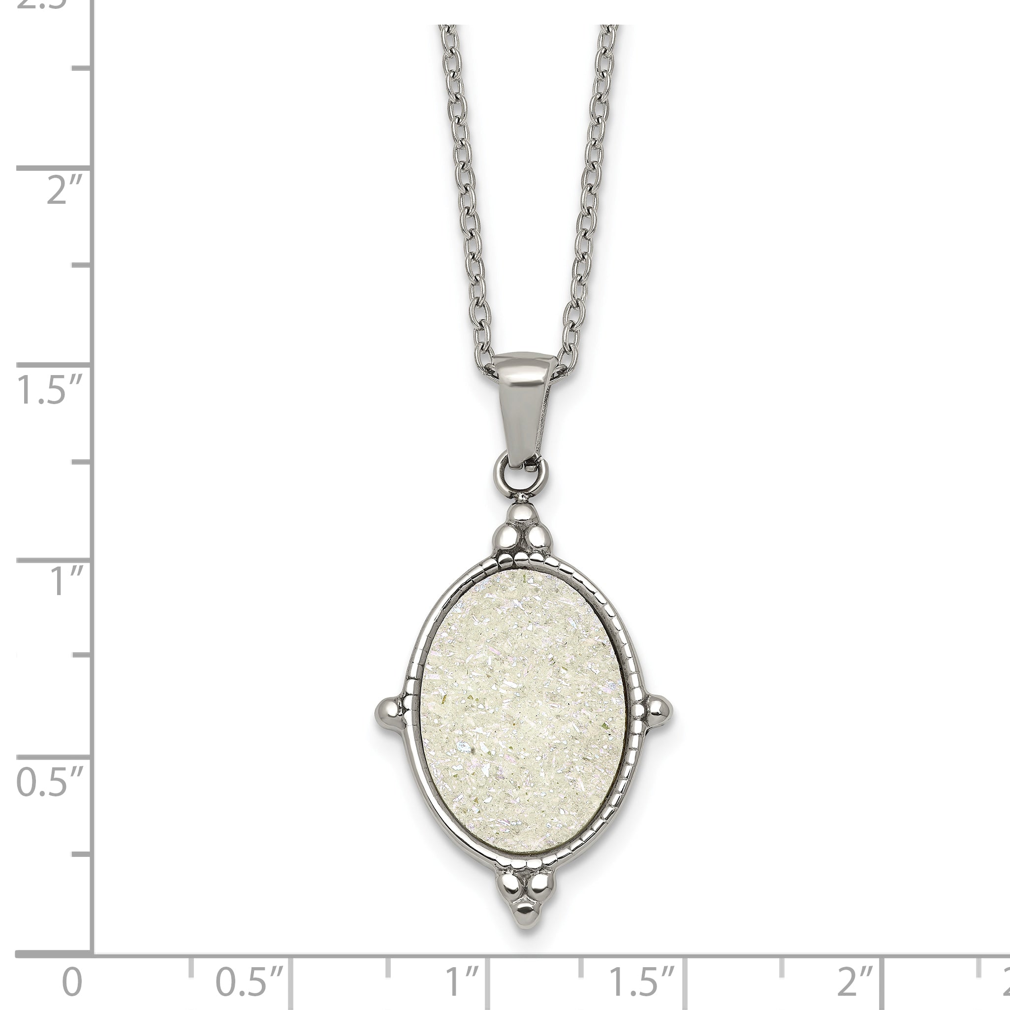 Polished Stainless Steel Necklace Oval