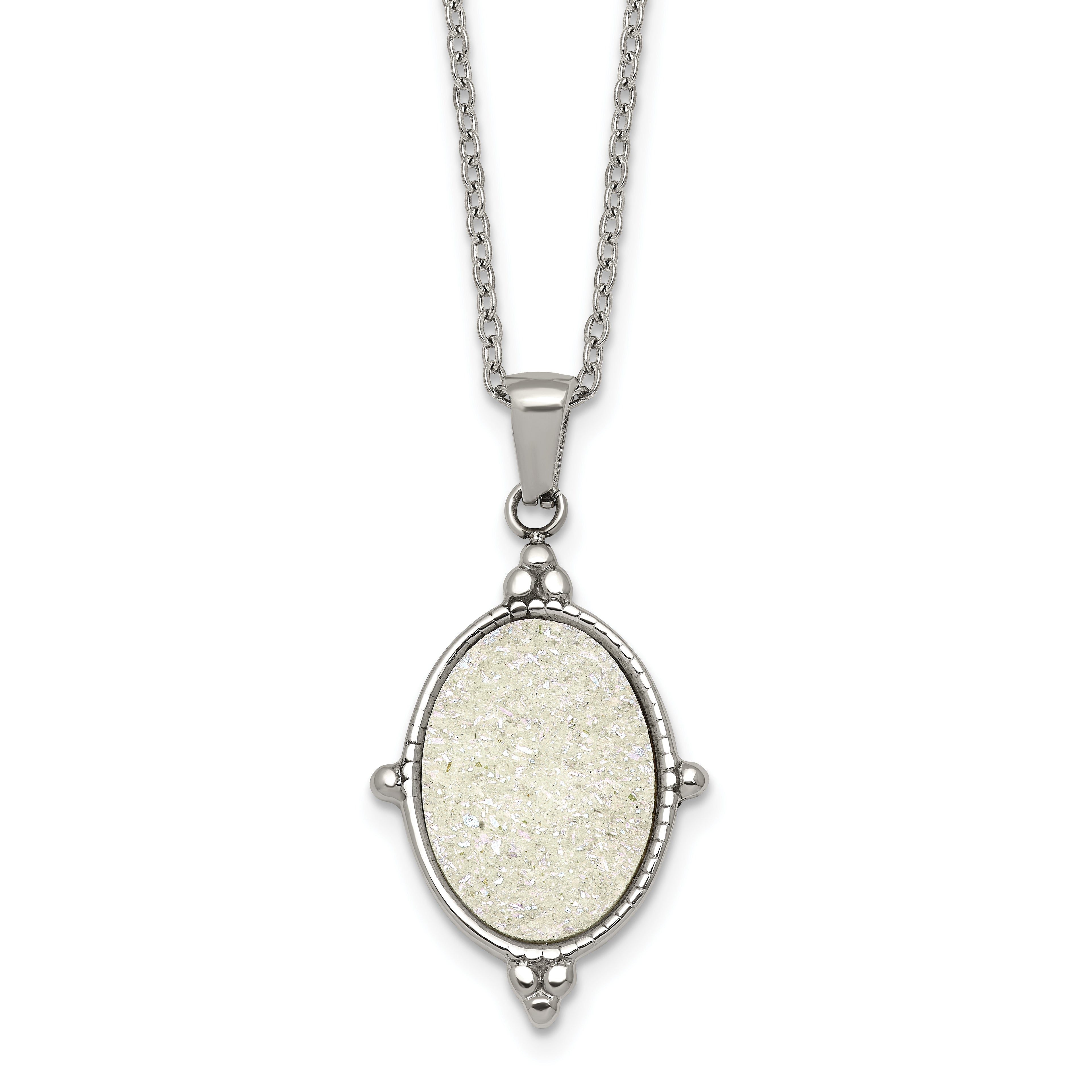 Polished Stainless Steel Necklace Oval
