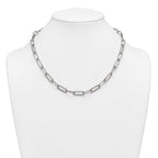 Polished Textured Stainless Steel Paperclip Chain Necklace 8mm