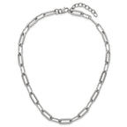 Polished Textured Stainless Steel Paperclip Chain Necklace 8mm