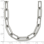 Polished Textured Stainless Steel Paperclip Chain Necklace 8mm