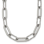 Polished Textured Stainless Steel Paperclip Chain Necklace 8mm