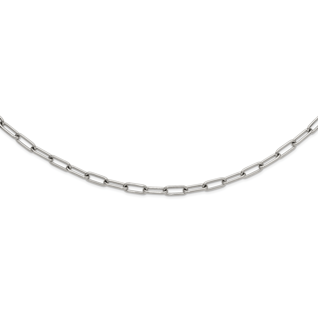 Polished Stainless Steel Paperclip Chain Necklace 8mm