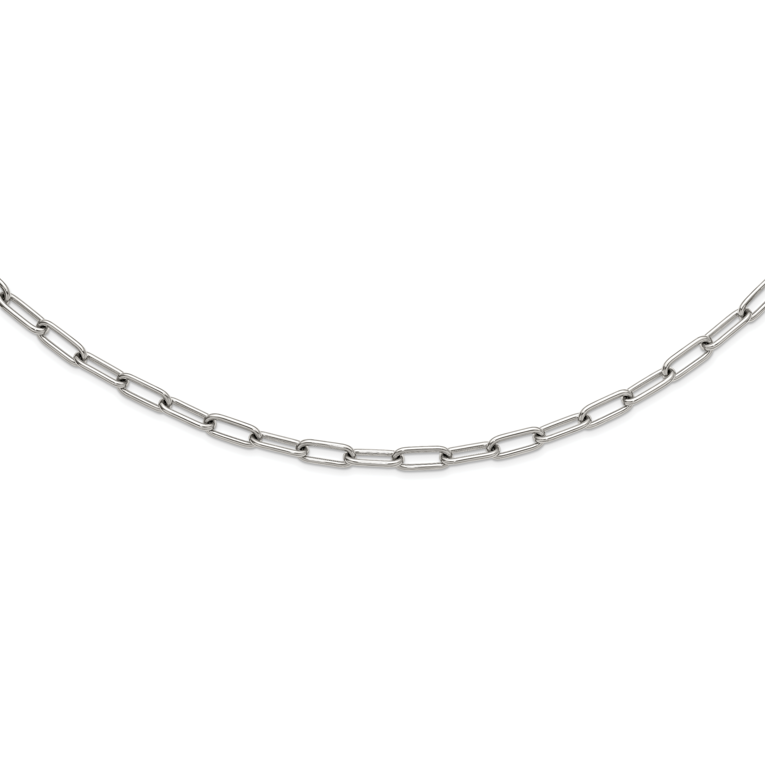 Polished Stainless Steel Paperclip Chain Necklace 8mm