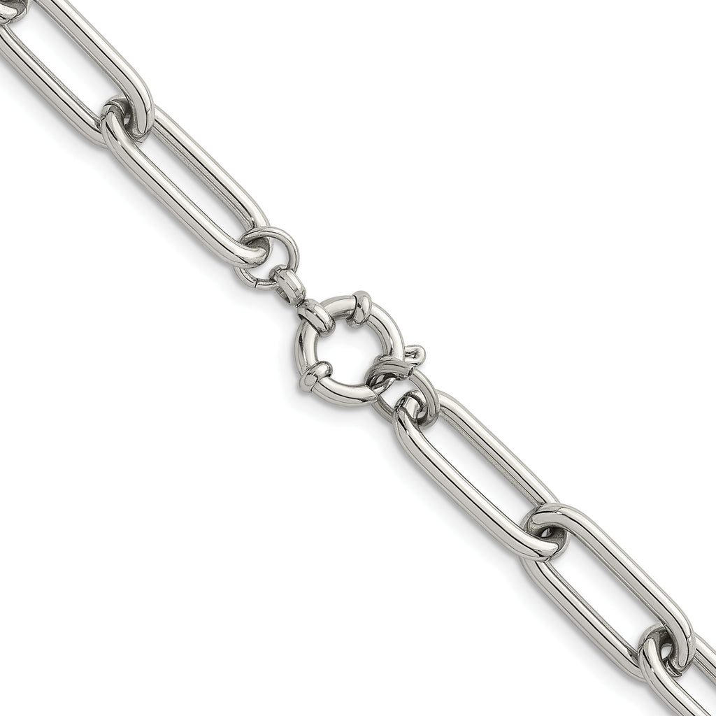 Polished Stainless Steel Paperclip Chain Necklace 8mm