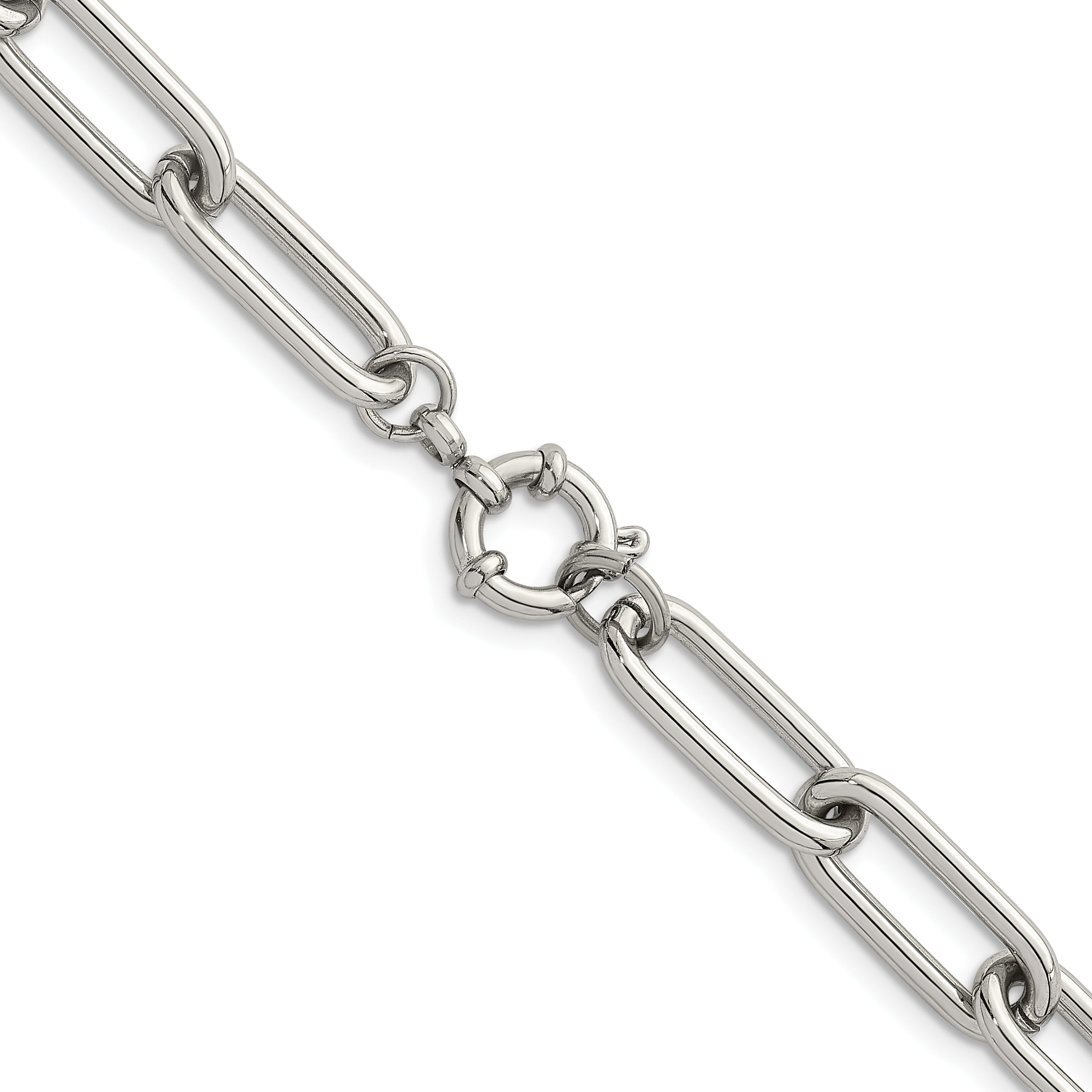 Polished Stainless Steel Paperclip Chain Necklace 8mm
