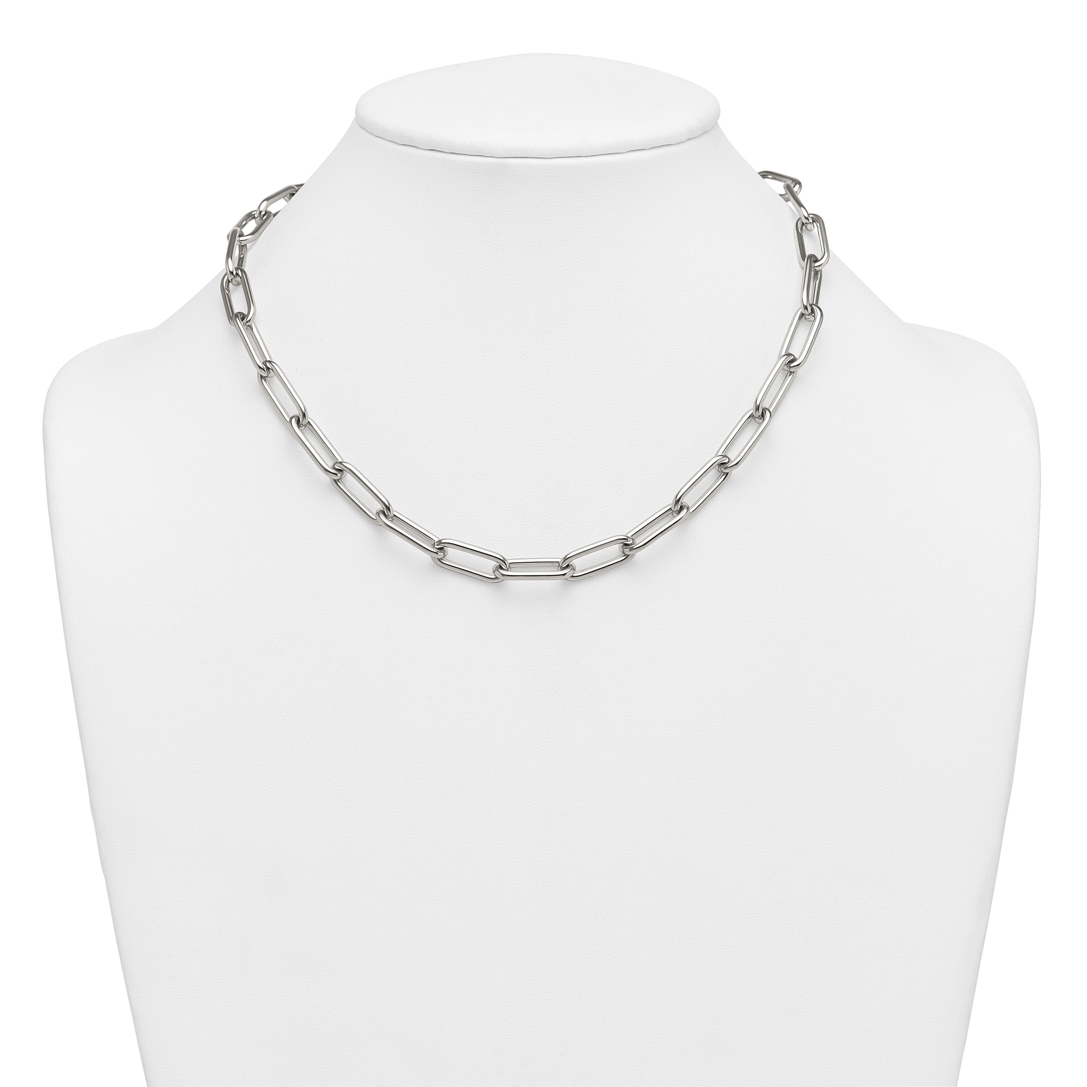 Polished Stainless Steel Paperclip Chain Necklace 8mm