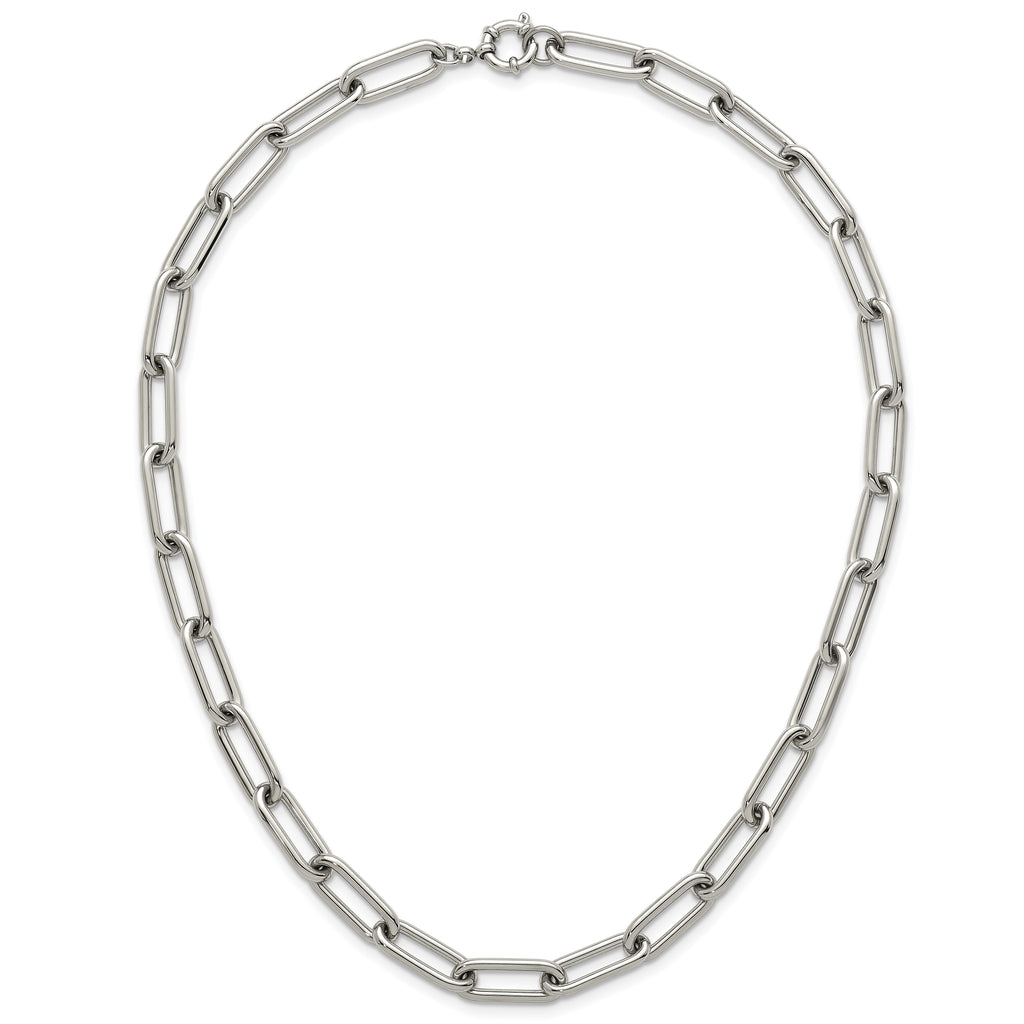 Polished Stainless Steel Paperclip Chain Necklace 8mm