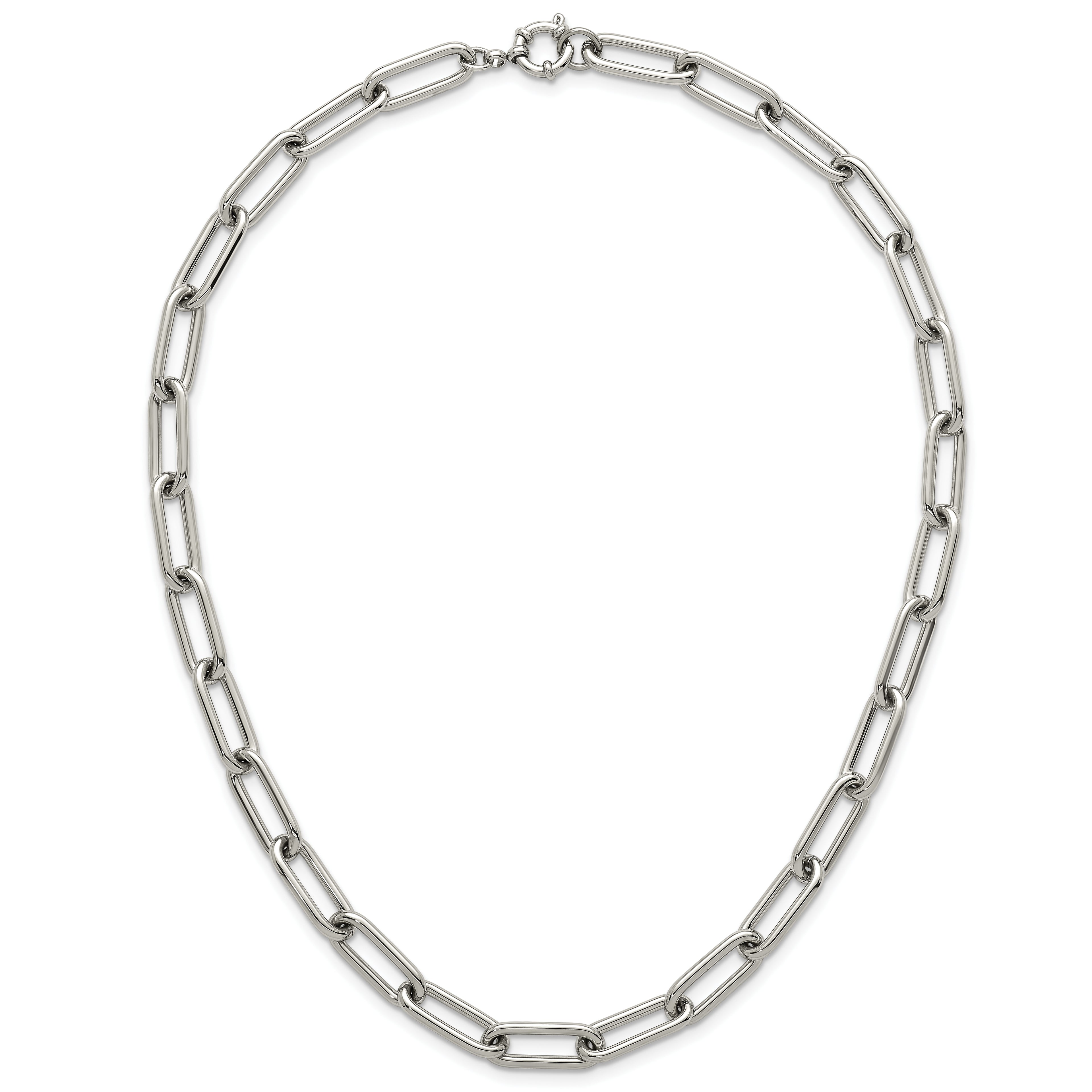 Polished Stainless Steel Paperclip Chain Necklace 8mm