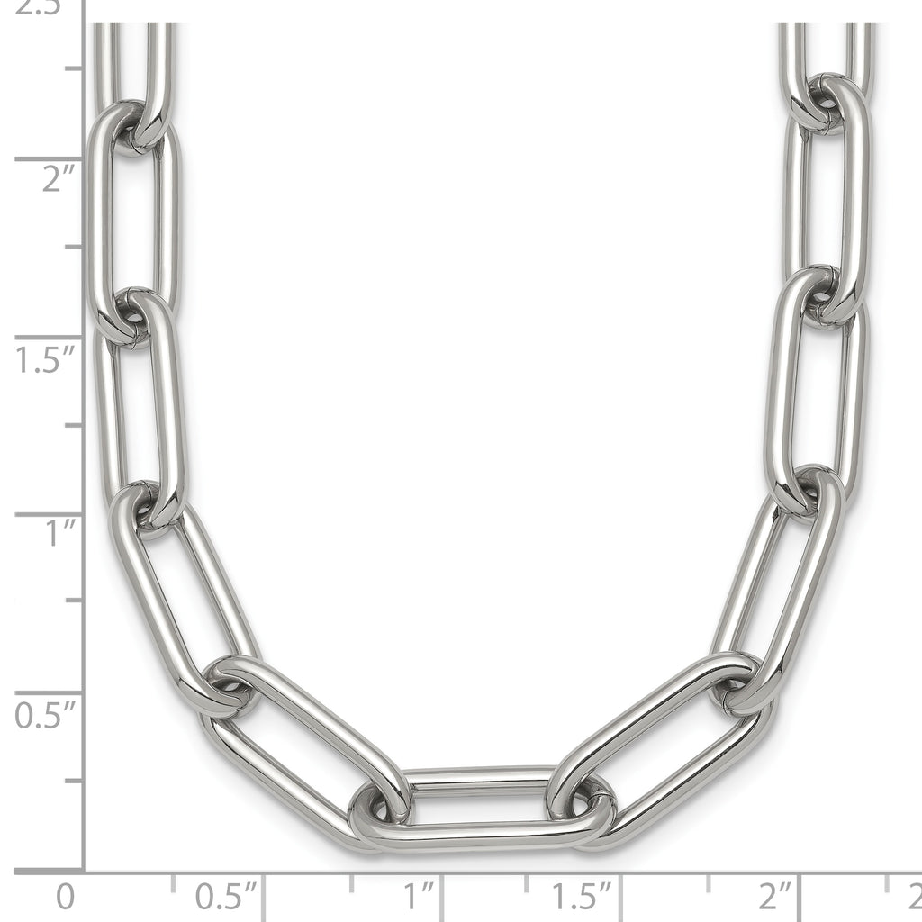 Polished Stainless Steel Paperclip Chain Necklace 8mm