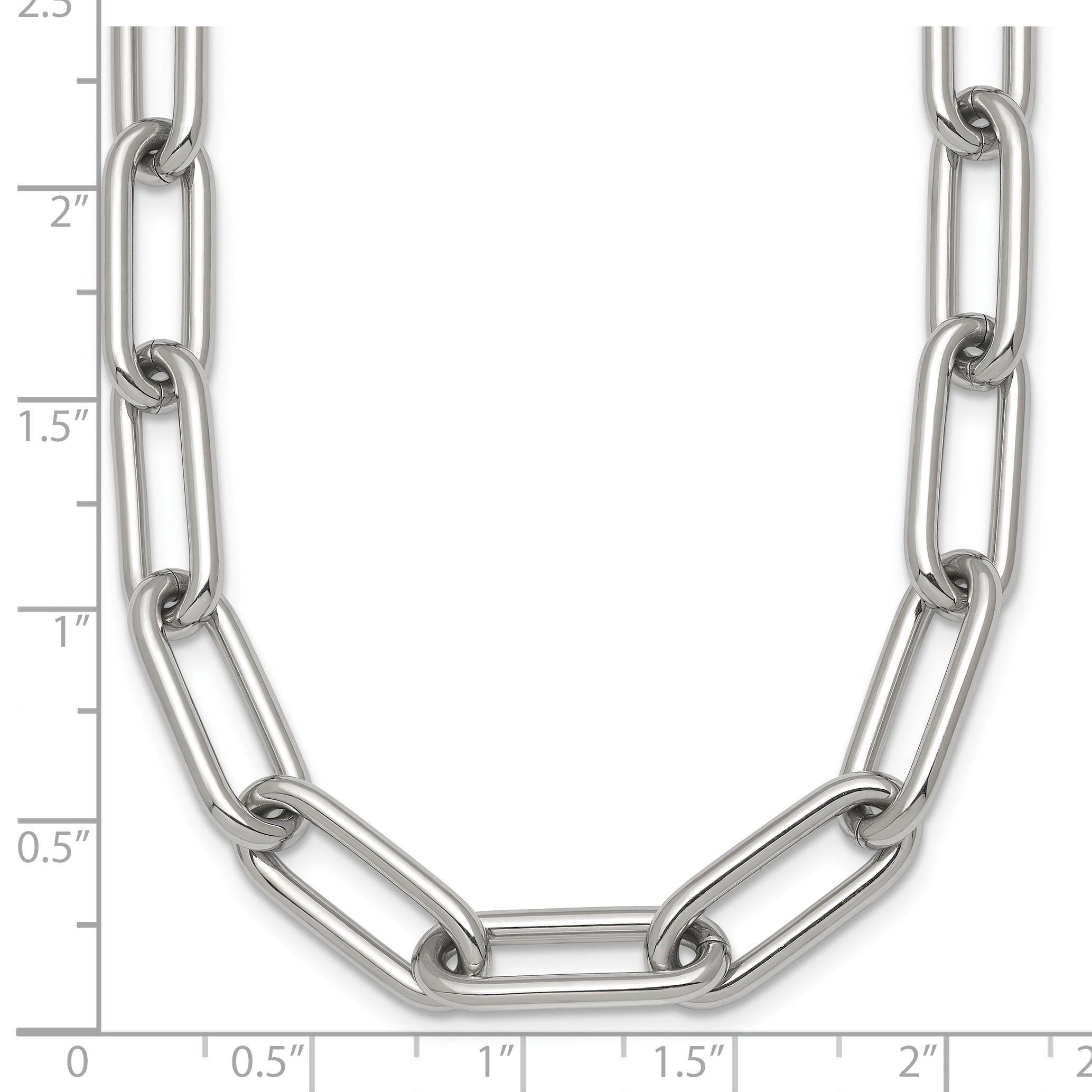 Polished Stainless Steel Paperclip Chain Necklace 8mm