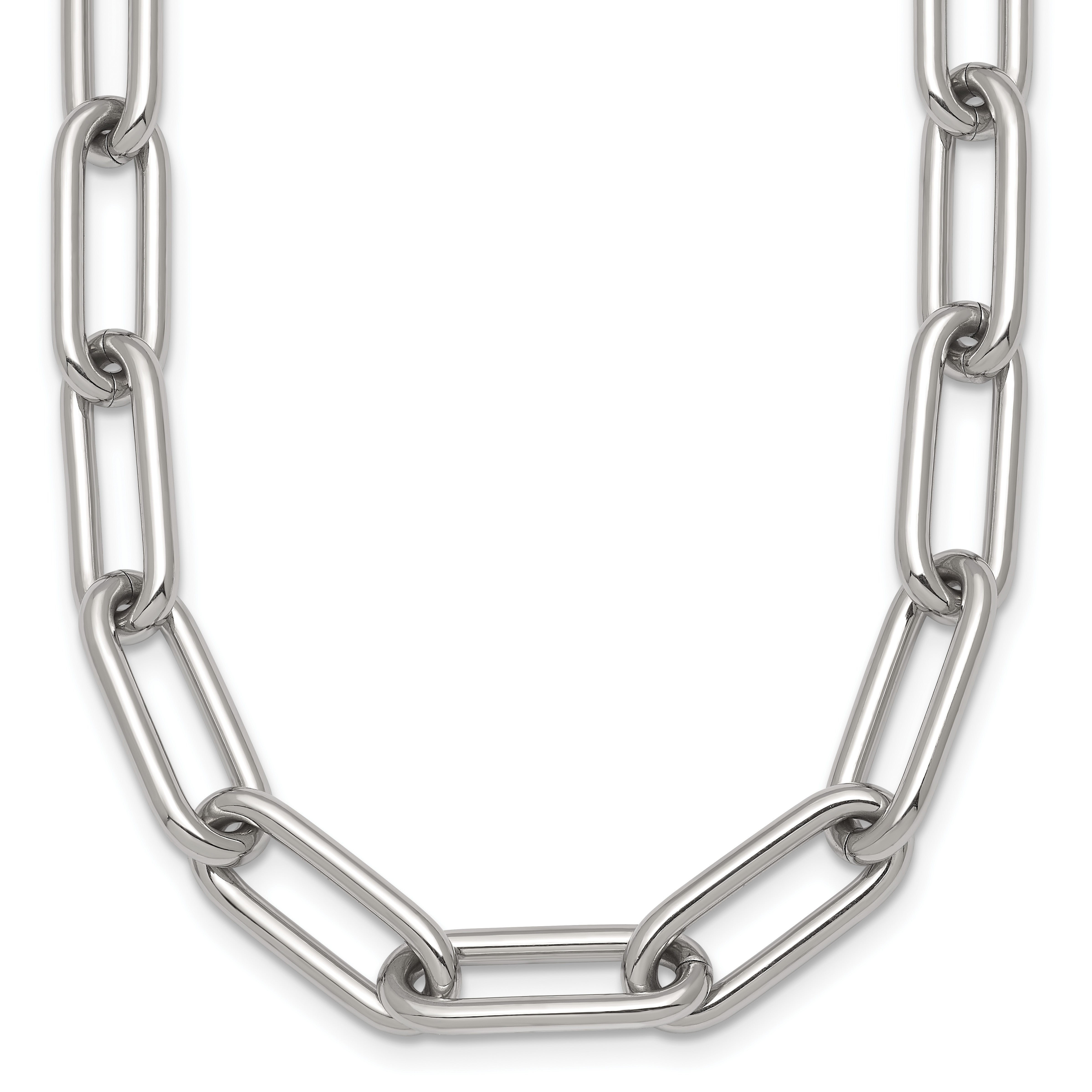 Polished Stainless Steel Paperclip Chain Necklace 8mm Main image