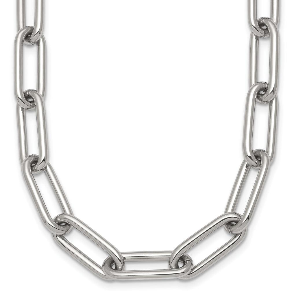 Polished Stainless Steel Paperclip Chain Necklace 8mm