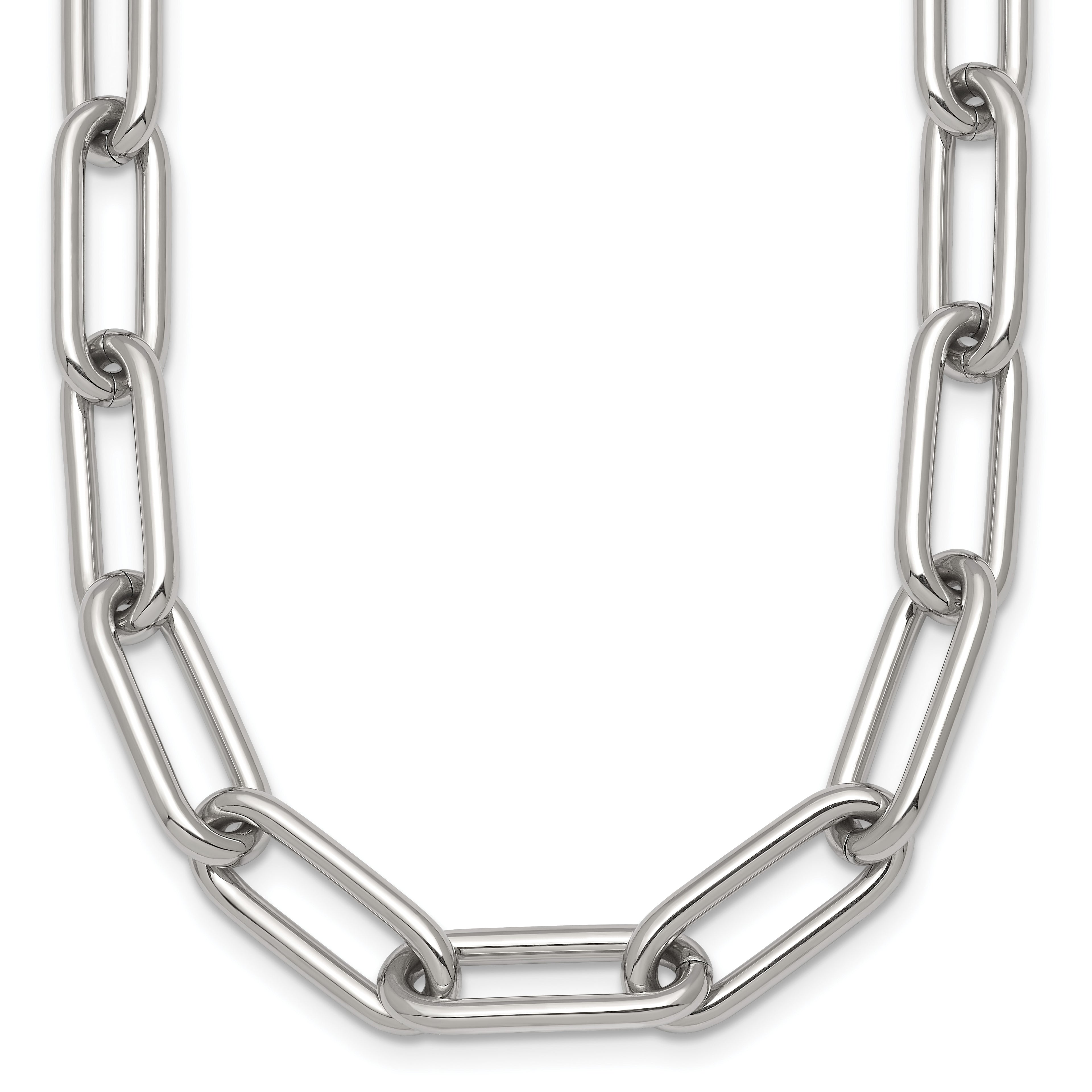 Polished Stainless Steel Paperclip Chain Necklace 8mm