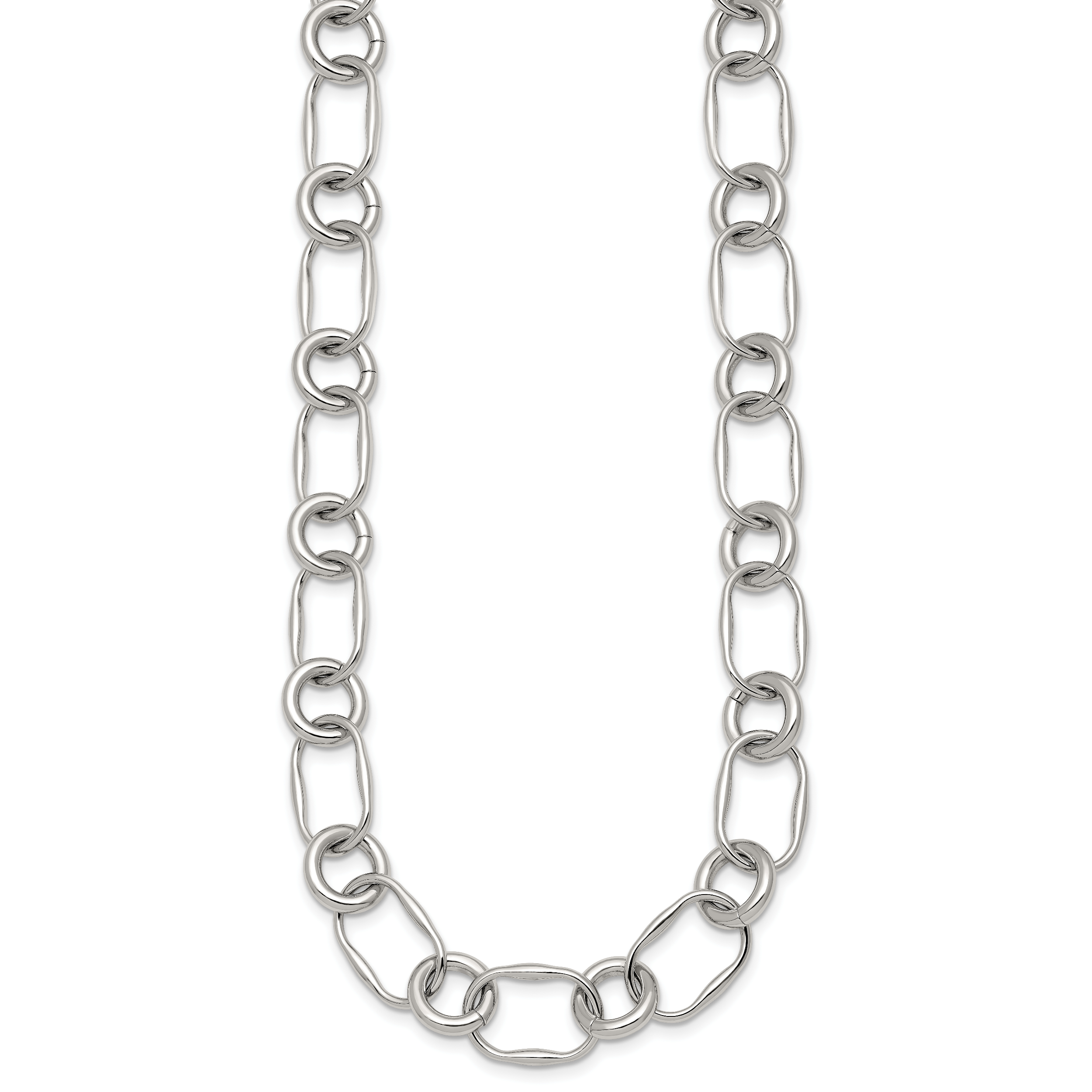 Polished Stainless Steel Open Link Chain Necklace 12.6mm Secondary image
