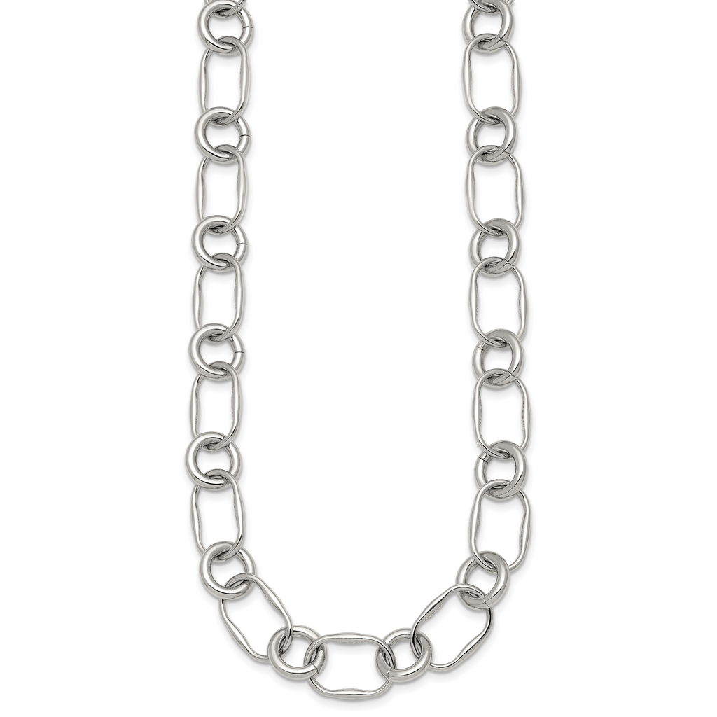 Polished Stainless Steel Open Link Chain Necklace 12.6mm